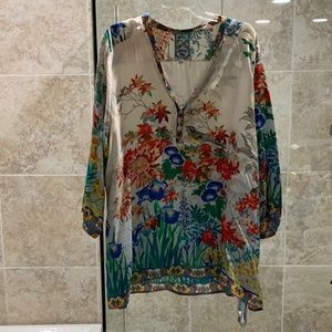 Johnny Was 100% silk tunic size XL